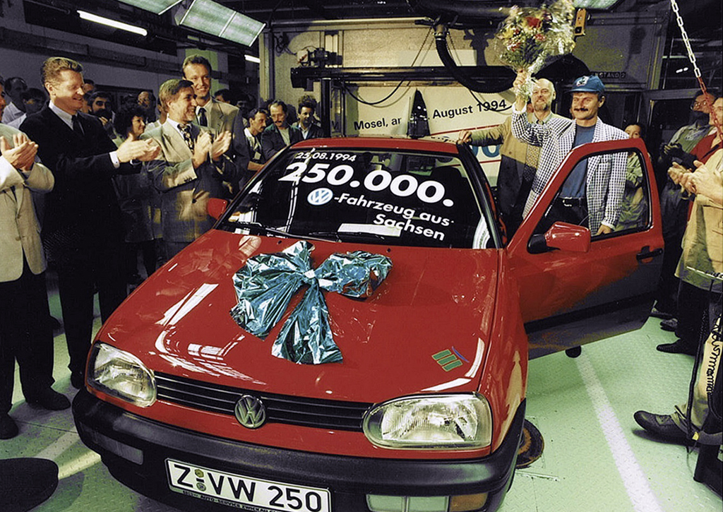 The 250,000th Zwickau-built Volkswagen appeared in August 1994.